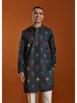 KALKI FASHION - Black Flower Printed Viscose Kurta