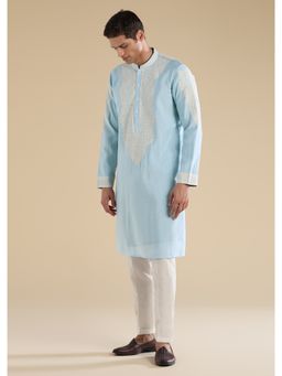 KALKI FASHION - Blue Gujarati Handwork Chanderi Kurta & Pant