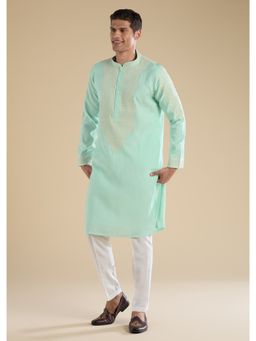 KALKI FASHION - Green Gujarati Handwork Chanderi Kurta & Pant