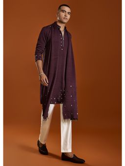 KALKI FASHION - Wine Silk Kurta & Pant With Dupatta