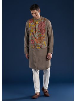 KALKI FASHION - Grey Handpainted Kalamkari Kurta & Pant