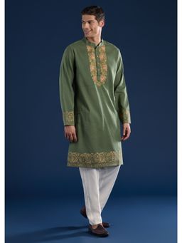 KALKI FASHION - Green Cotton-Viscose Kurta & Pant