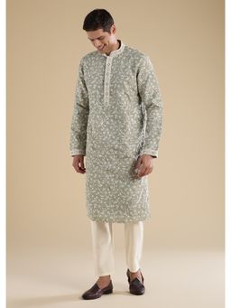 KALKI FASHION - Green Embroidered Kurta & Pant For Men