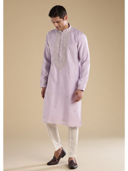 KALKI FASHION - Lilac Embroidered Kurta & Pant With Pants