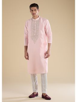 KALKI FASHION - Pink Embroidered Silk Kurta & Pant