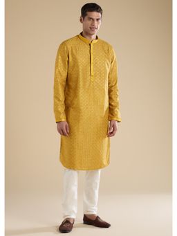 KALKI FASHION - Yellow Kurta & Pant With Thread Work For Men