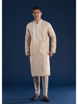 KALKI FASHION - Beige Mirror Detail Kurta & Pant