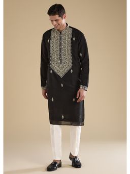 KALKI FASHION - Black Embroidered Kurta & Pant With Pants
