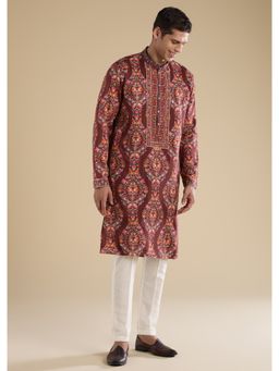 KALKI FASHION - Maroon Floral Silk Kurta & Pant