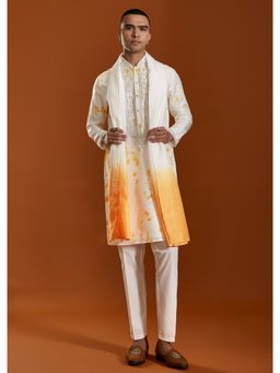 KALKI FASHION - Orange Embroidered Viscose Kurta & Pant With Dupatta