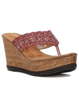 Bata - Women Slip-On Heel Wedges Maroon