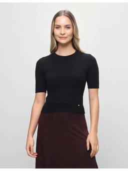 U.S. POLO ASSN. - Women Solid Fitted Knit Top