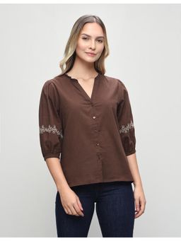 U.S. POLO ASSN. - Women Floral Embroidered Regular Fit Shirt