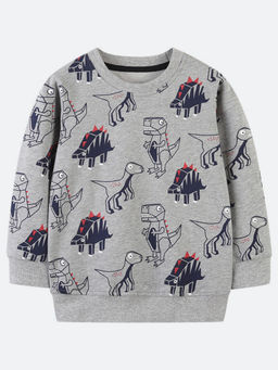 Oh Rare - Boy Grey Dinosaur Print Sweatshirt