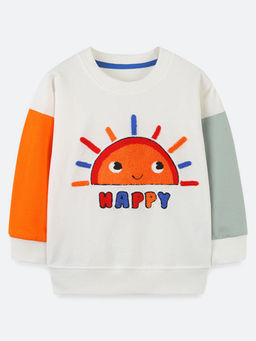 Oh Rare - Boy White Cartoon Round Neck Bottoming Sweatshirt