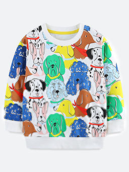 Oh Rare - Boy White Cartoon Print Sweatshirt