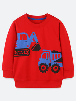 Oh Rare - Boy Red Cartoon Print Bottoming Sweatshirt