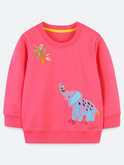 Oh Rare - Girl Pink Cute Embroidered Bottoming Sweatshirt