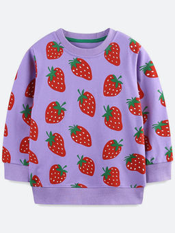 Oh Rare - Girl Purple Strawberry Print Bottoming Sweatshirt