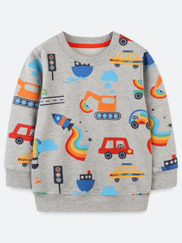 Oh Rare - Boy Grey Cartoon Print Sweatshirt