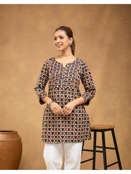 Fabindia - Women Multi-Color Cotton Geometric Kurta