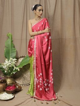 Save As - Women'S Pink Modal Printed Saree Without Blouse
