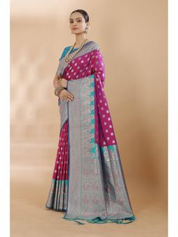 Garden VARELI - Magenta Paisley Woven Art Silk Saree with Unstitched Blouse