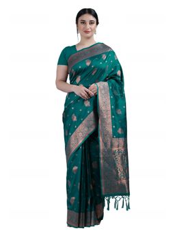 Garden VARELI - Green Paisley Art Silk Saree with Unstitched Blouse