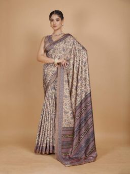 Garden VARELI - Beige Pashmina Paisley Saree with Unstitched Blouse
