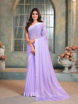 Garden VARELI - Lavender Solid Chiffon Saree Without Blouse