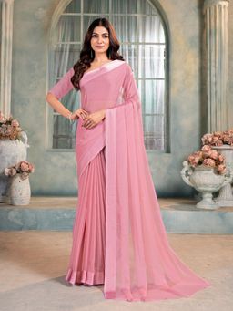 Garden VARELI - Pink Chiffon Saree Without Blouse