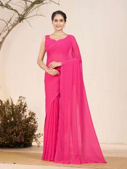 Garden VARELI - Pink Abstract Georgette Saree with Unstitched Blouse