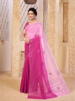 Garden VARELI - Pink Embellished Saree with Unstitched Blouse