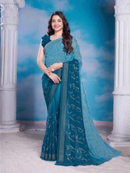 Garden VARELI - Blue Saree with Unstitched Blouse