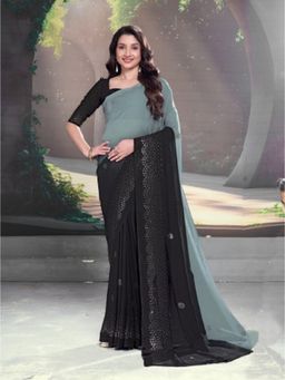 Garden VARELI - Black Georgette Saree with Unstitched Blouse