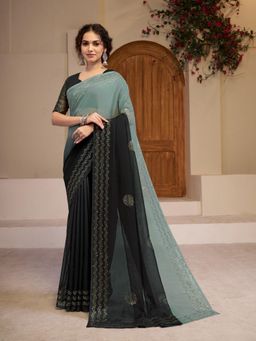 Garden VARELI - Black Embellished Saree with Unstitched Blouse