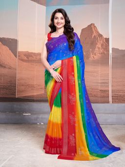 Garden VARELI - Multi Colour-Block Georgette Saree with Unstitched Blouse