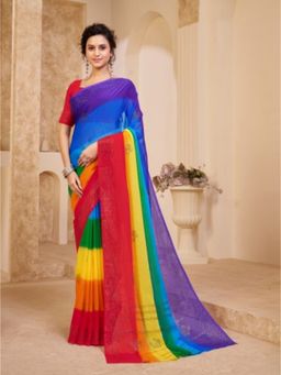 Garden VARELI - Multi Colour-Block Polyester Saree with Unstitched Blouse