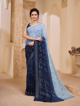 Garden VARELI - Embellished Blue Saree with Unstitched Blouse
