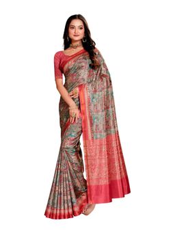 Garden VARELI - Maroon Printed Crepe Saree with Unstitched Blouse