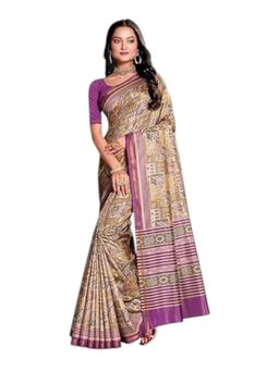 Garden VARELI - Gold Crepe Geometric Saree with Unstitched Blouse