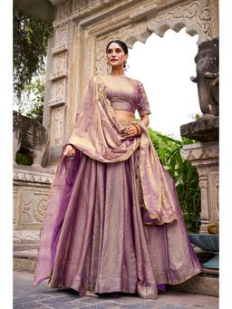 LooknBook Art - Lavender with Sequins Embroidered Lehenga with Unstitched Blouse And Dupatta