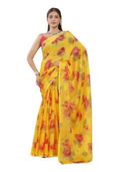 Garden VARELI - Yellow Printed Saree Without Blouse