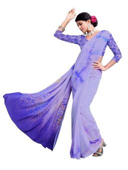 Garden VARELI - Blue Solid Pure Georgette Saree Without Blouse