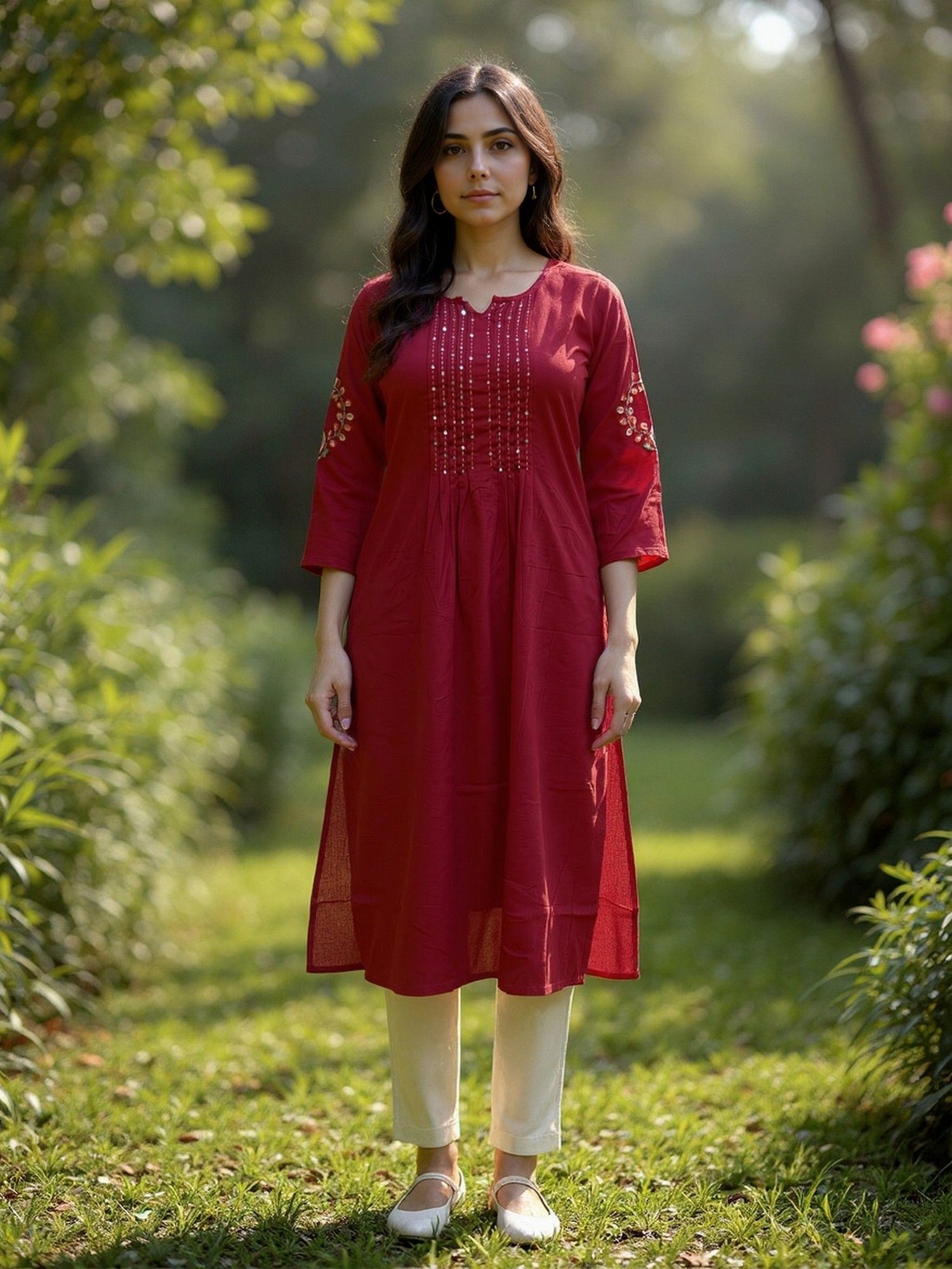 rangita Women Maroon Rayon Embroidered Straight Kurta-picture-13