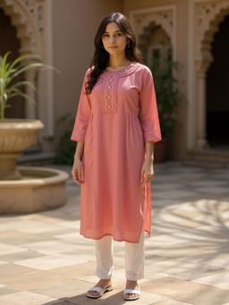 Rangita - Women Pink Straight Kurta