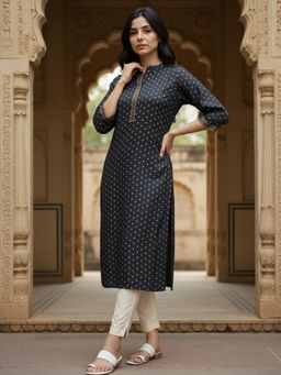 Rangita - Women Black Calf Length Kurta