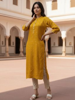 Rangita - Mustard Viscose Rayon Kurta