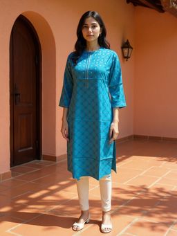 Rangita - Women Turquoise Blue Kurta