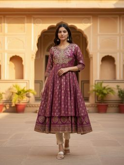 Rangita - Women Purple Anarkali Kurta